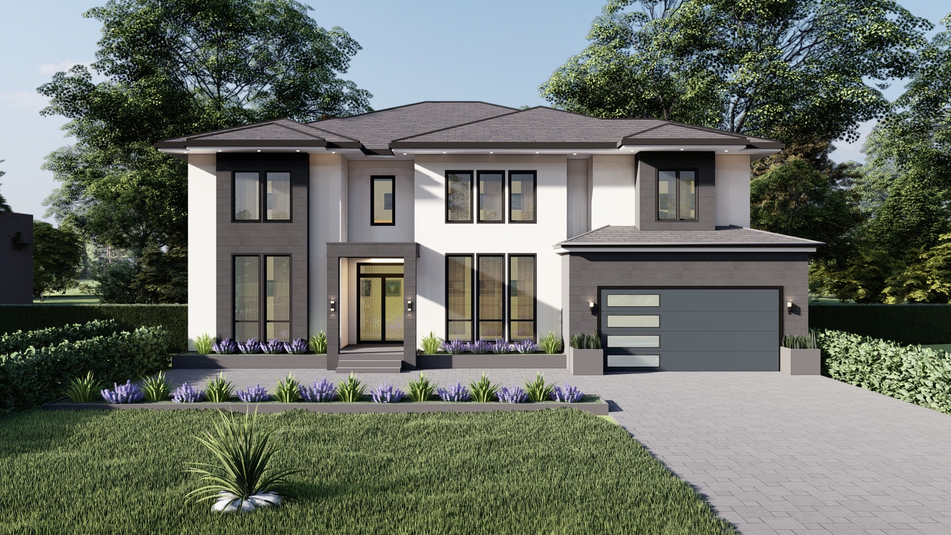 Little Falls modern transitional residence exterior